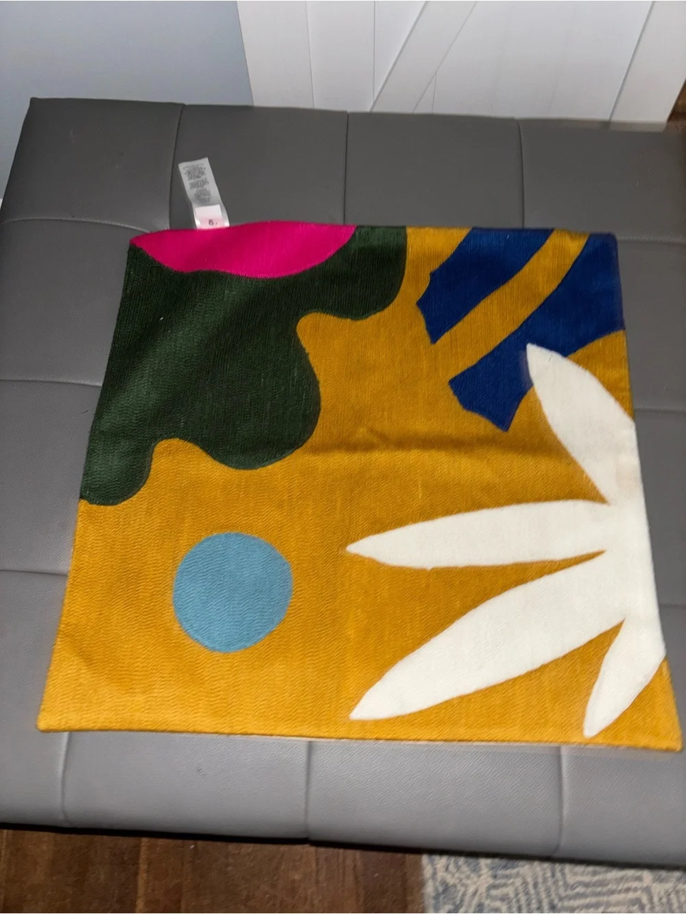West Elm 19 X 19 Abstract Floral pillow cover  - Mustard Multi
